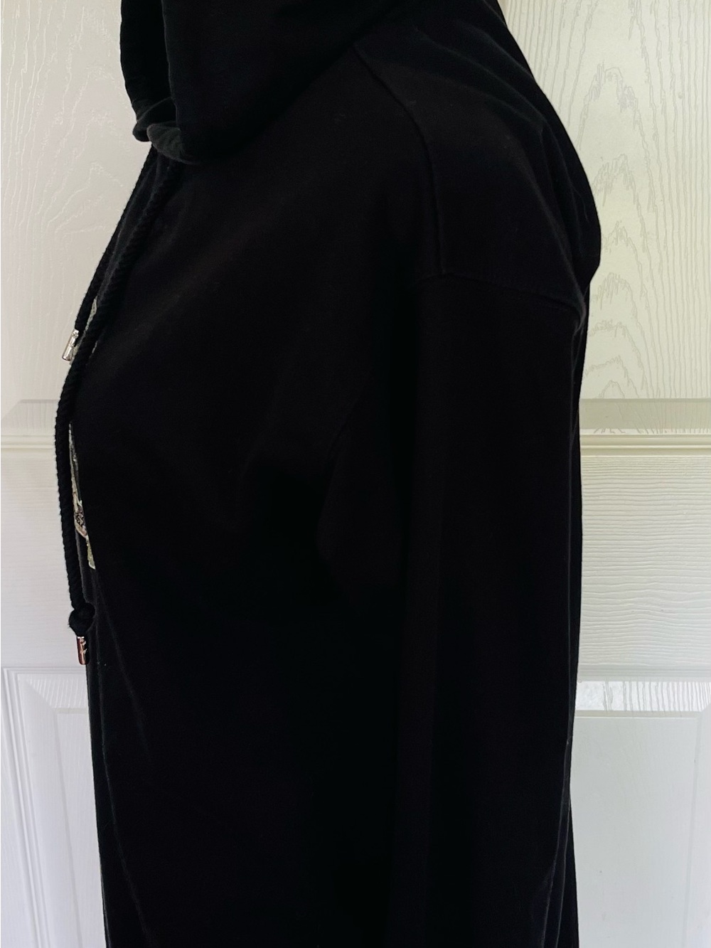Michael Kors Black Hoodie Dress with Sequin MK Emblem - Picture 3 of 4